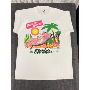 Jerzees Vintage 1990 Pink Panther Daytona Beach Florida Graphic T-Shirt Large
